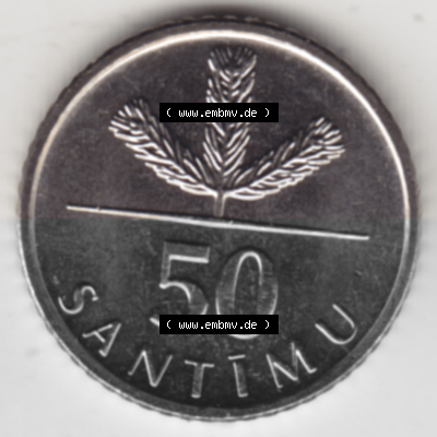 Münzen Lettland Umlaufmünze 1992-2009, 50 Santimu 2007, Bild mit Rückseite der Münze als Bildmaterial Sammlung