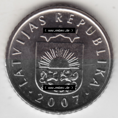 Münzen Lettland Umlaufmünze 1992-2009, 50 Santimu 2007, Bild mit Vorderseite der Münze als Bildmaterial Sammlung