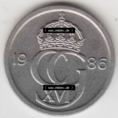 Münzen Schweden Umlaufmünze 1976-1991, 10 Öre 1986. Münzen aus Schweden als Bildmaterial für Sammler und Münzen-Webseiten... Sammlung