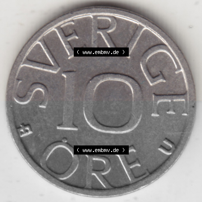 Münzen Schweden Umlaufmünze 1976-1991, 10 Öre 1986. Münzen aus Schweden als Bildmaterial für Sammler und Münzen-Webseiten... Sammlung