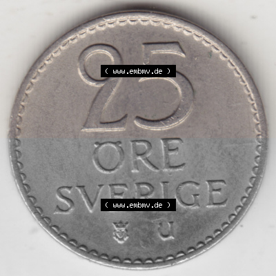 Münzen Schweden Umlaufmünze 1962-1973, 25 Öre 1969. Münzen aus Schweden als Bildmaterial für Sammler und Münzen-Webseiten... Sammlung