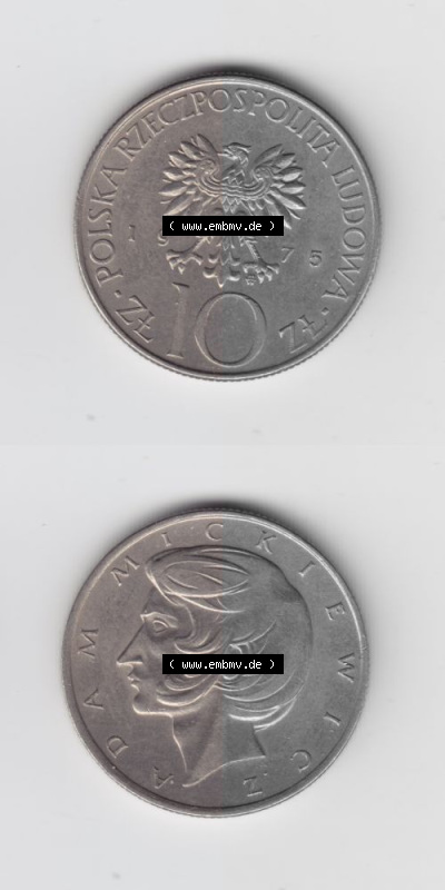Münzen Polen Gedenkmünze 1975-1976, 10 Zlotych 1975, Münzseiten Untereinander als Bildmaterial Sammlung