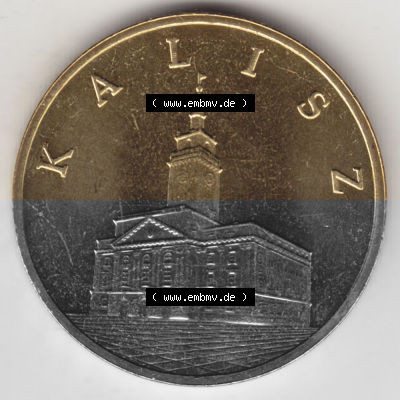 Münzen Polen Gedenkmünze 2006-2006, 2 Zloty, Historische Städte Polens - Kalisz, Bild mit Rückseite der Münze als Bildmaterial Sammlung