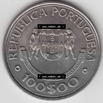 Münzen Portugal Gedenkmünze 1989-1989, 100 Escudos Ilhas Canarias. Vorderseite der Gedenkmünze aus Portugal zum katalogisieren... Sammlung