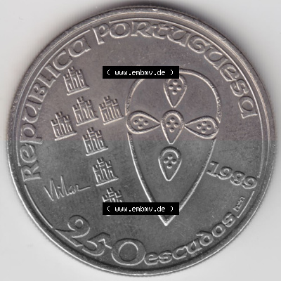 Münzen Portugal Gedenkmünze 1989-1989, 250 Escudos Batalha de Ourique, Schlacht von Ourique. Vorderseite der Gedenkmünze aus... Sammlung