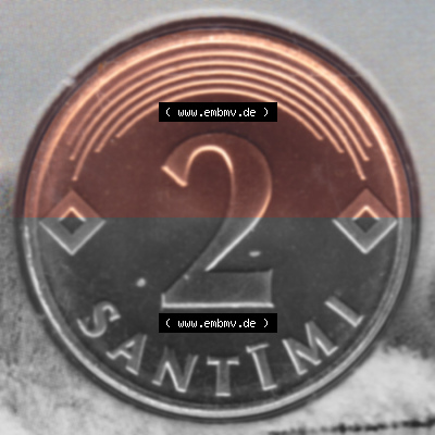 Münzen Lettland Umlaufmünze 1992-2009, 2 Centimes 2000, Bild mit Rückseite der Münze als Bildmaterial Sammlung