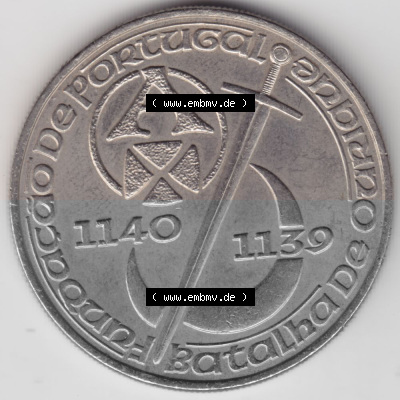 Münzen Portugal Gedenkmünze 1989-1989, 250 Escudos Batalha de Ourique, Schlacht von Ourique. Rückseite der portugiesischen... Sammlung