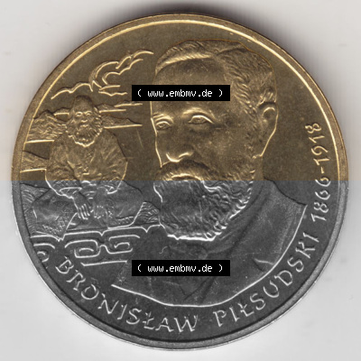 Münzen Polen Gedenkmünze 2008-2008, 2 Zloty, Polnische Reisende und Entdecker - Bronisław Piotr Piłsudski (1866-1918), Bild... Sammlung