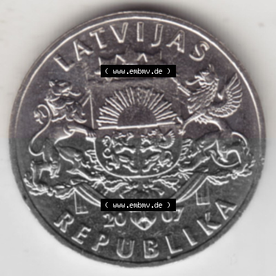 Münzen Lettland Umlaufmünze 1992-2008, 1 Lats 2007, Bild mit Vorderseite der Münze als Bildmaterial Sammlung