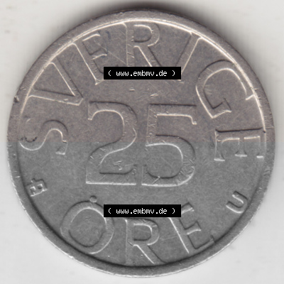 Münzen Schweden Umlaufmünze 1976-1984, 25 Öre 1978, Bild mit Rückseite der Münze als Bildmaterial Sammlung