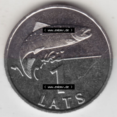Münzen Lettland Umlaufmünze 1992-2008, 1 Lats 2007, Bild mit Rückseite der Münze als Bildmaterial Sammlung