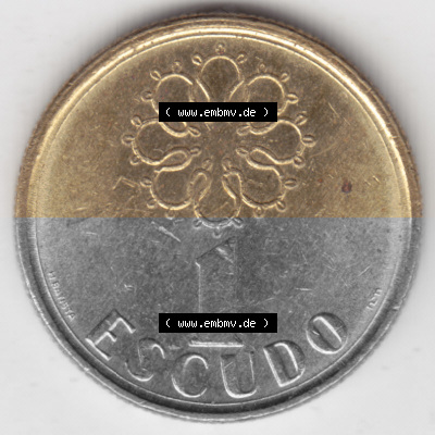 Münzen Portugal Umlaufmünze 1986-2001, 1 Escudo 1986. Vorderseite der Escudo Umlaufmünze aus Portugal vor EInführung der Euromünzen... Sammlung