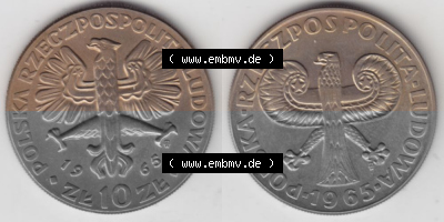 Münzen Polen Gedenkmünze 1965-1965, 10 Zloty 700 Jahre Warschau, Bild mit Vollansicht als Bildmaterial Sammlung