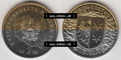 Münzen Polen Gedenkmünze 2004-2004, 2 Zloty, Woiwodschaft Kujawien-Pommern, Bild mit Vollansicht als Bildmaterial Sammlung