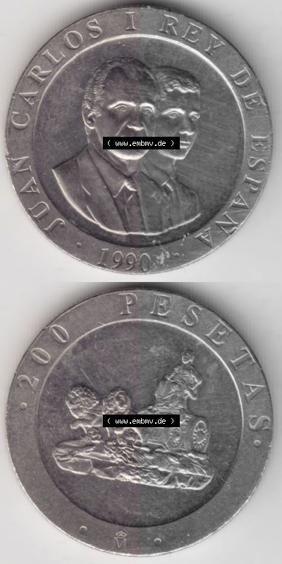 Münzen Spanien Umlaufmünze 1990-1990, Peseteas - Peseten 1990, Münze aus Spanien -.-.-Bildmaterial des Münzbildes Sammlung