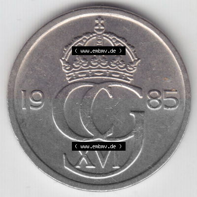 Münzen Schweden Umlaufmünze 1976-1991, 50 Öre 1985, Bild mit Vorderseite der Münze als Bildmaterial Sammlung