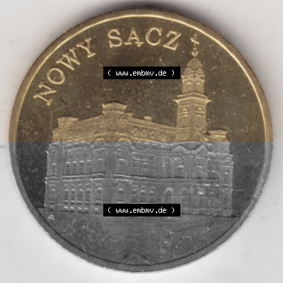 Münzen Polen Gedenkmünze 2006-2006, 2 Zloty, Historische Städte Polens - Nowy Sacz, Bild mit Rückseite der Münze als Bildmaterial Sammlung