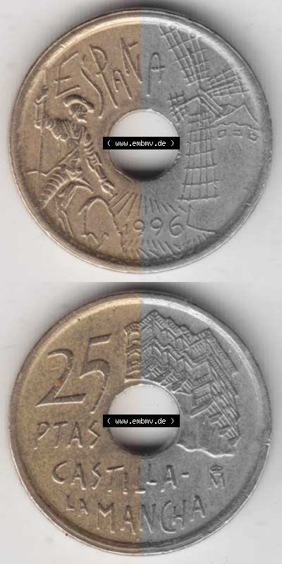 Münzen Spanien Umlaufmünze 1996-1996, 25 PTAS - Peseten 1996, Münze aus Spanien -.-.- für Mobile-Geräte als Bildmaterial... Sammlung