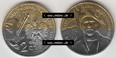 Münzen Polen Gedenkmünze 2007-2007, 2 Zloty, Polnische Maler - Leon Wyczolkowski, Bild mit Vollansicht als Bildmaterial Sammlung