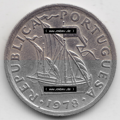 Münzen Portugal Umlaufmünze 1963-1985, 2,50 Escudos 1978. Rückseite der portugiesischen Umlaufmünze aus Portugal vor der Euro-Einführung... Sammlung