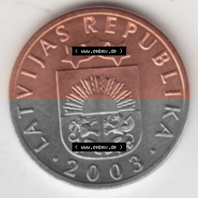 Münzen Lettland Umlaufmünze 1992-2008, 1 Santims 2003, Bild mit Vorderseite der Münze als Bildmaterial Sammlung