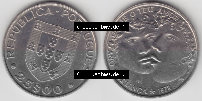 Münzen Portugal Gedenkmünze 1979-1979, 25 Escudos, Da me o teu Amor, Ano I Crianca, Internationales Jahr des Kindes. Vorderseite... Sammlung