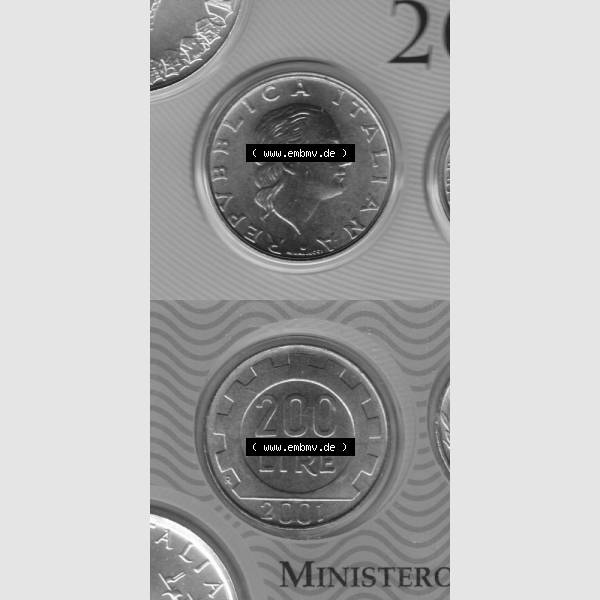Grau bzw. s/w Münzen Italien Umlaufmünze 1977-2001, 200 Lire, Zahnrad 2001, Münzseiten Vertikal für Mobile-Geräte zum Download Sammlung Graustufen