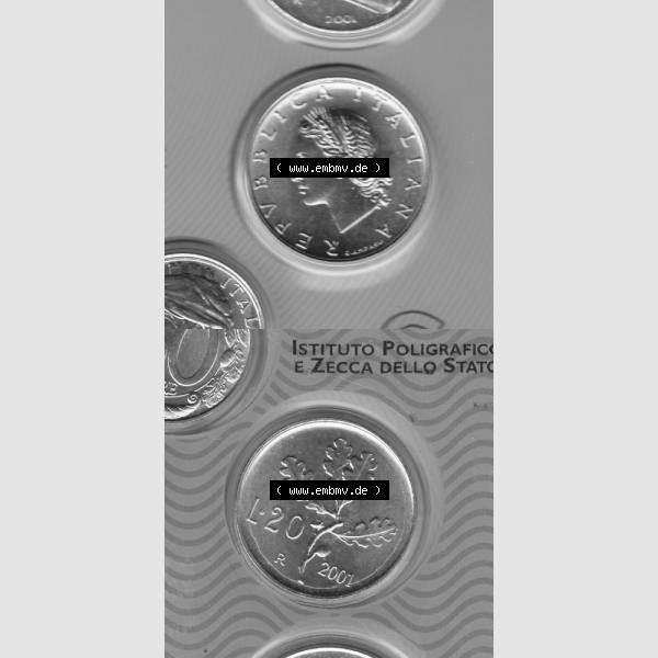 Grau bzw. s/w Münzen Italien Umlaufmünze 1956-2001, 20 Lira-Lire Kleinmünze 2001. Vorderseite und Rückseite vertikal untereinander auf einen digitalen Bild der alten italienischen Münze... Sammlung Graustufen