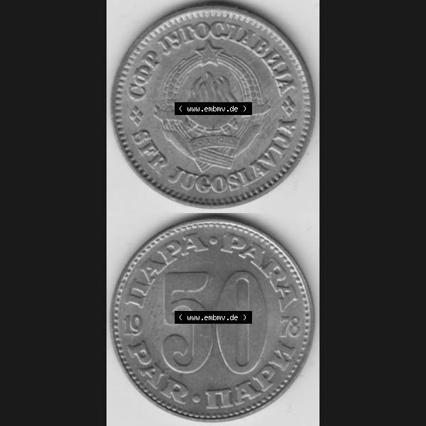 Grau bzw. s/w Münzen Jugoslawien Umlaufmünze 1965-1981, 50 Para 1978, Münzseiten Vertikal für Mobile-Geräte zum Download Sammlung Graustufen