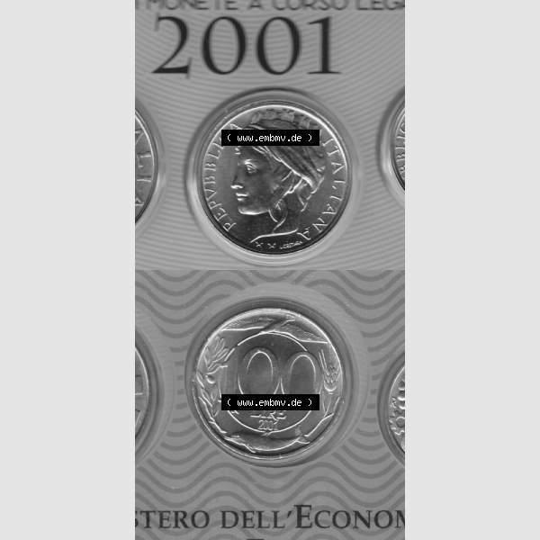 Grau bzw. s/w Münzen Italien Umlaufmünze 1993-2001, 100 Lira-Lire Vor Euro 2001. Vorderseite und Rückseite vertikal untereinander auf einen digitalen Bild der alten italienischen Münze... Sammlung Graustufen