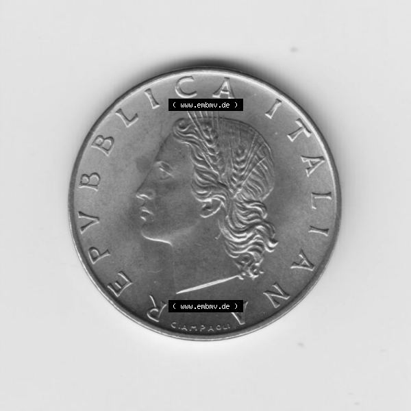 Grau bzw. s/w Münzen Italien Umlaufmünze 1956-2001, 20 Lira bzw. Lire 1991. Vorderseite der alten italienischen Münze aus Italien in der italienischen Lira-Währung zum katalogisieren... Sammlung Graustufen