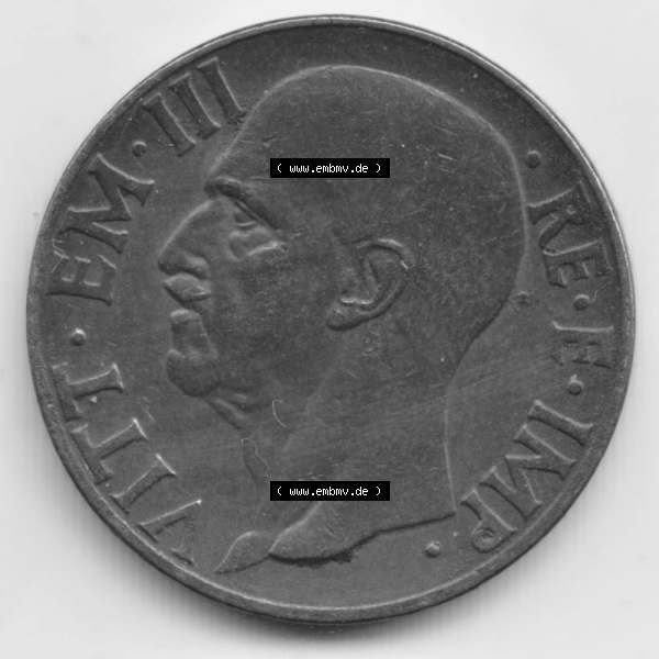 Grau bzw. s/w Münzen Italien Umlaufmünze 1936-1939, 10 Centesimi 1937. Vorderseite der alten italienischen Münze aus Italien in der italienischen Lira-Währung zum katalogisieren und... Sammlung Graustufen
