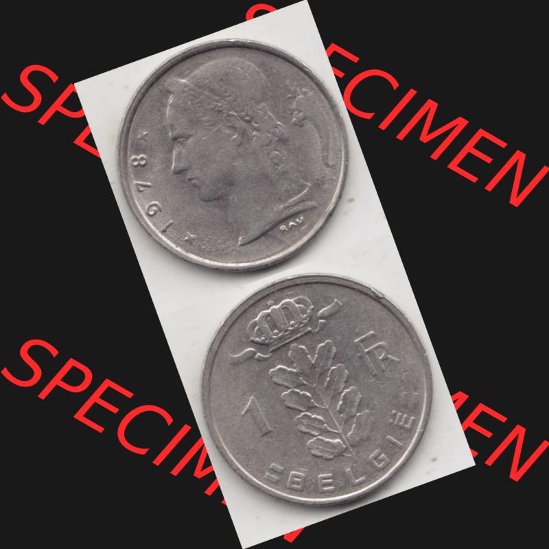 Münzen Belgien Umlaufmünze 1950-1988, 1 Francs-Franken 1978 Belgie. Vorderseite und Rückseite vertikal auf einen digitalen Bild der alten belgischen Francs Umlaufmünze... Sammlung