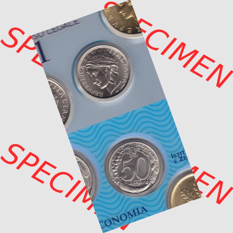 Münzen Italien Umlaufmünze 1996-2001, 50 Lira-Lire Vor Euro 2001. Vorderseite und Rückseite vertikal untereinander auf einen digitalen Bild der alten italienischen Münze... Sammlung