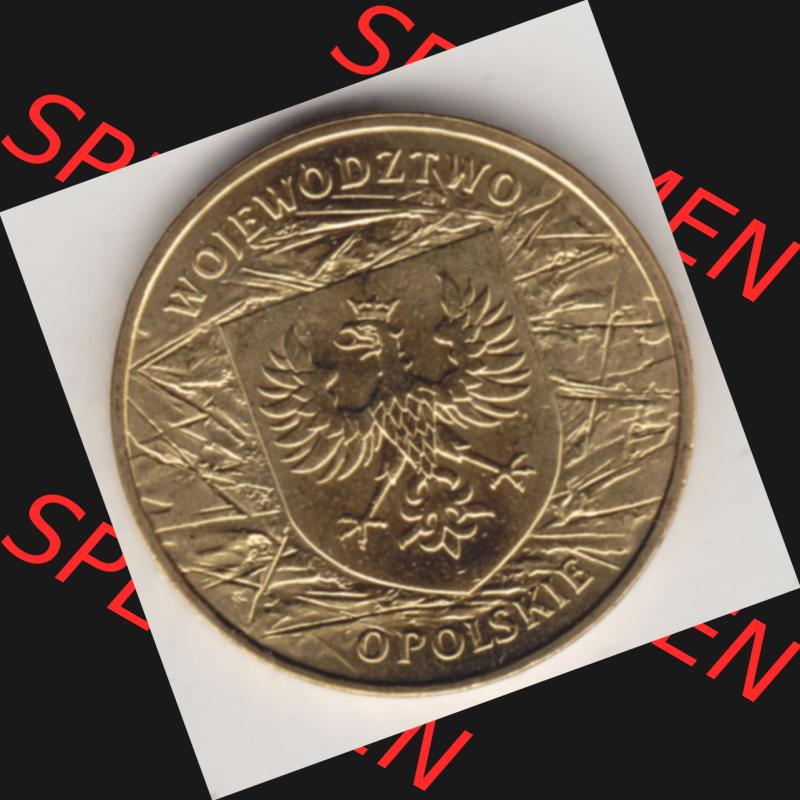 Münzen Polen Gedenkmünze 2004-2004, 2 Zloty, Woiwodschaft Oppeln, Bild mit Rückseite der Münze als Bildmaterial Sammlung