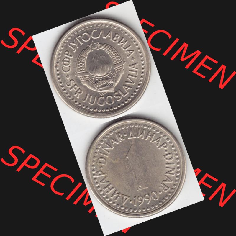 Münzen Jugoslawien Umlaufmünze 1990-1991, 1 Dinara 1990, Münzseiten Vertikal für Mobile-Geräte als Bildmaterial Sammlung