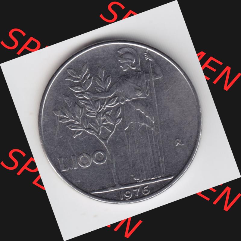 Münzen Italien Umlaufmünze 1955-1989, 100 Lire, Lira 1976. Rückseite der alten italienischen Münze aus Italien in der italienischen Lira-Währung zum katalogisieren... Sammlung