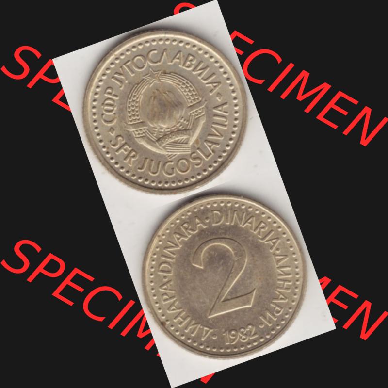 Münzen Jugoslawien Umlaufmünze 1982-1986, 2 Dinar 1982, Münzseiten Vertikal für Mobile-Geräte als Bildmaterial Sammlung