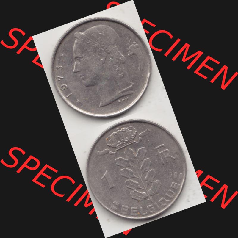 Münzen Belgien Umlaufmünze 1950-1988, 1 Francs-Franken 1973 Belgique. Vorderseite und Rückseite vertikal auf einen digitalen Bild der alten belgischen Francs Umlaufmünze... Sammlung