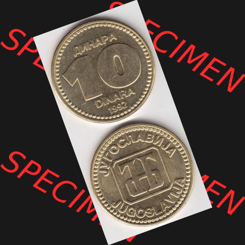 Münzen Jugoslawien Umlaufmünze 1992-1992, 10 Dinara, Anhapa, Dinar, Münzseiten Vertikal für Mobile-Geräte als Bildmaterial Sammlung