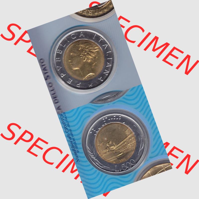 Münzen Italien Umlaufmünze 1982-2001, 500 Lira-Lire Unedeles Metall 2001. Vorderseite und Rückseite vertikal untereinander auf einen digitalen Bild der alten italienischen Münze... Sammlung