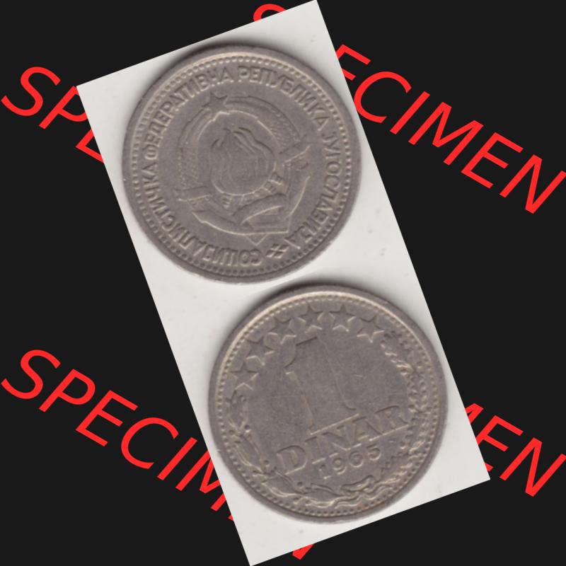 Münzen Jugoslawien Umlaufmünze 1965-1965, 1 Dinar 1965, Münzseiten Vertikal für Mobile-Geräte zum Download Sammlung