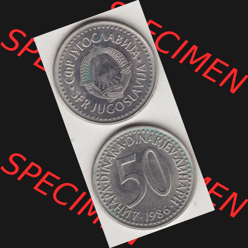 Münzen Jugoslawien Umlaufmünze 1985-1988, 50 Dinar 1986, Münzseiten Vertikal für Mobile-Geräte als Bildmaterial Sammlung