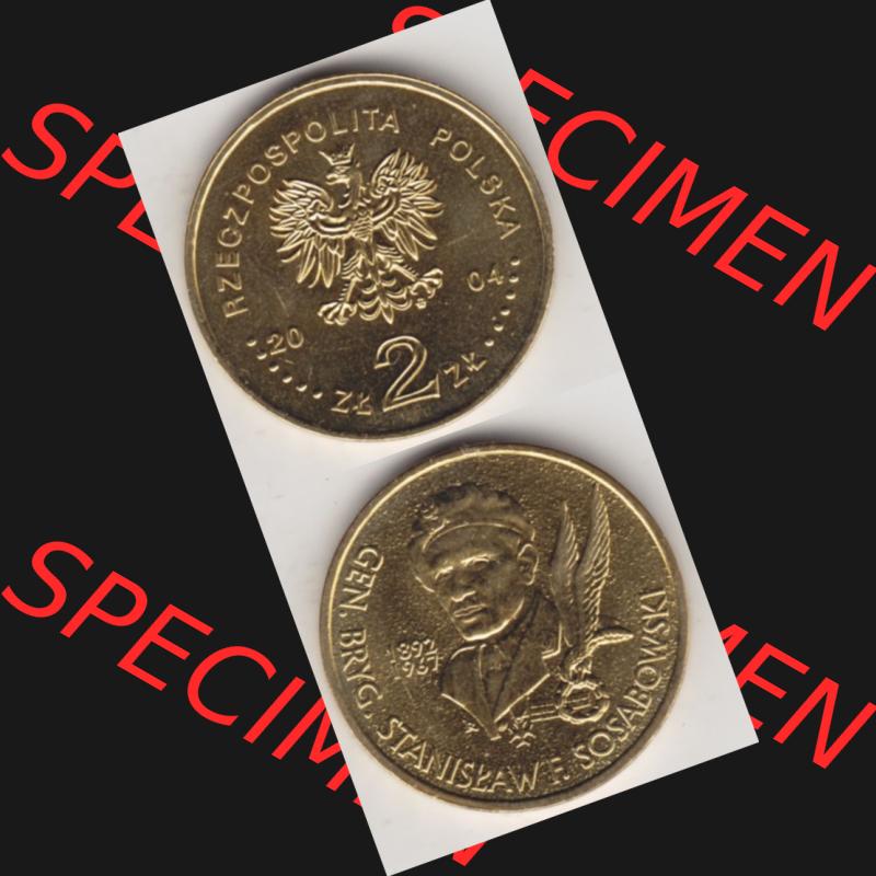 Münzen Polen Gedenkmünze 2004-2004, 2 Zloty, General Stanisław Sosabowski (1892-1967), Münzseiten Vertikal für Mobile-Geräte als Bildmaterial Sammlung