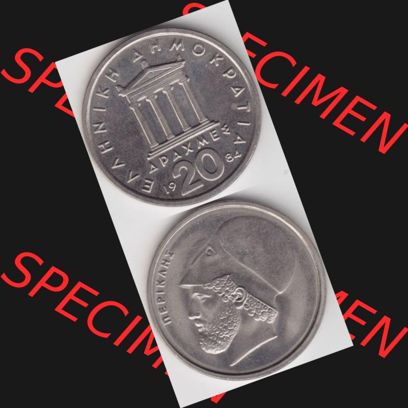 Münzen Griechenland Umlaufmünze 1984, 20 Apaxmee, Drachmen, Münzseiten Vertikal für Mobile-Geräte zum Download Sammlung