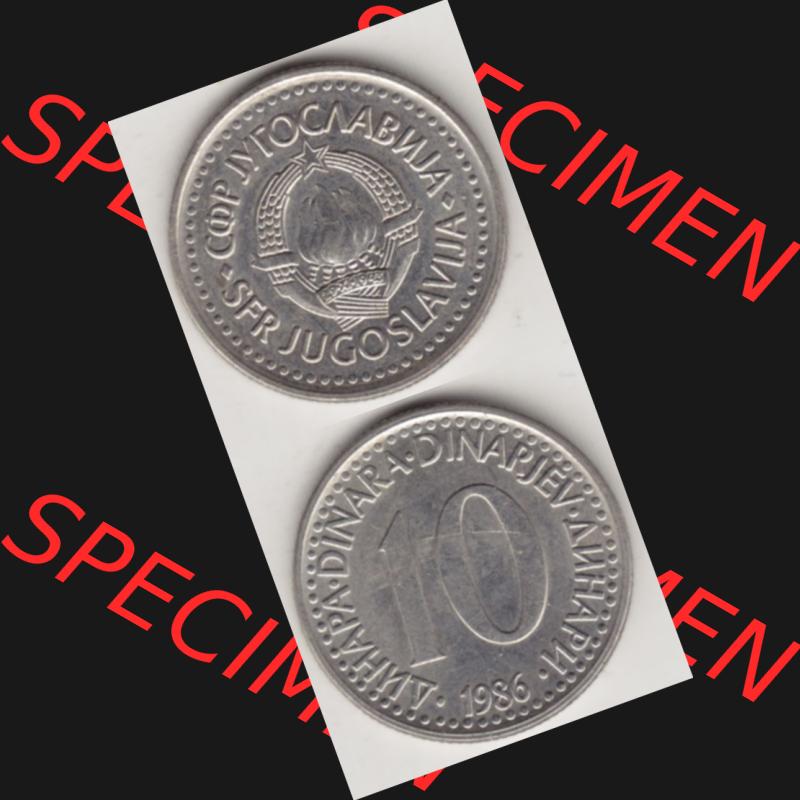 Münzen Jugoslawien Umlaufmünze 1982-1988, 10 Dinar 1986, Münzseiten Vertikal für Mobile-Geräte als Bildmaterial Sammlung