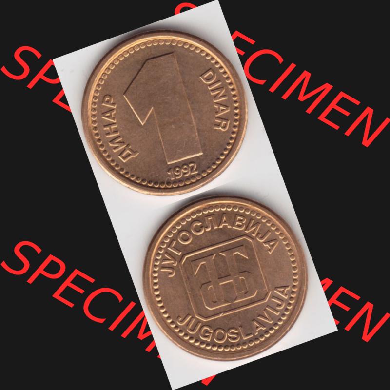 Münzen Jugoslawien Umlaufmünze 1992-1992, 1 Dinar, Anhap, Münzseiten Vertikal für Mobile-Geräte als Bildmaterial Sammlung