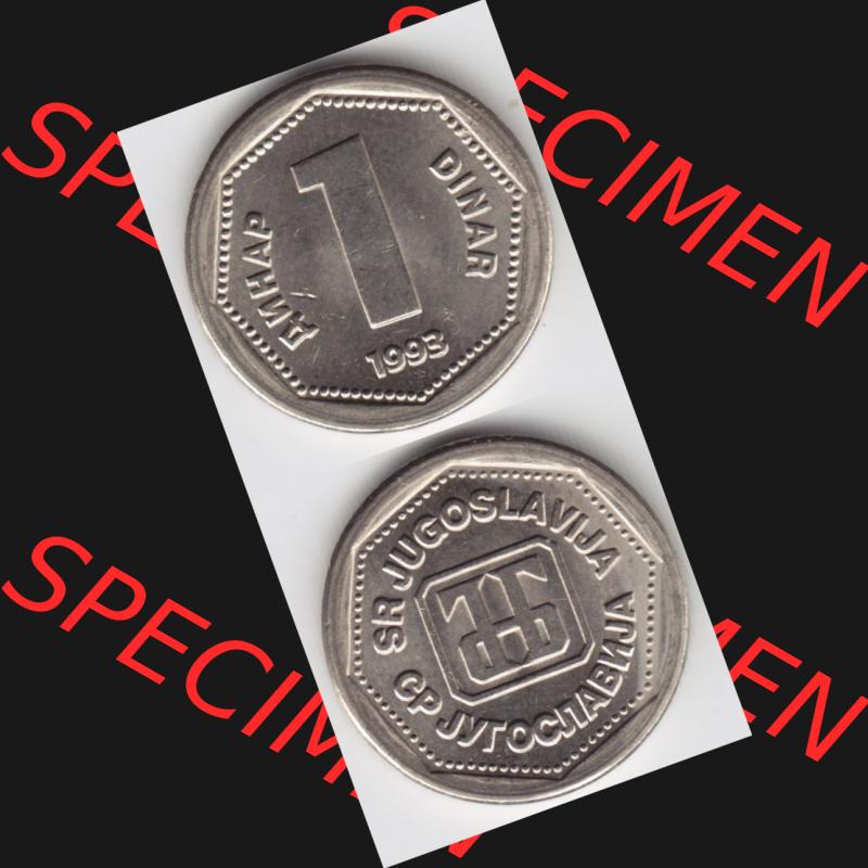 Münzen Jugoslawien Umlaufmünze 1993-1993, 1 Dinar, Münzseiten Vertikal für Mobile-Geräte als Bildmaterial Sammlung
