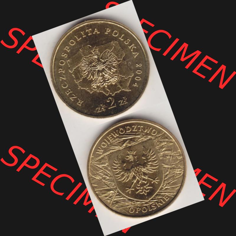 Münzen Polen Gedenkmünze 2004-2004, 2 Zloty, Woiwodschaft Oppeln, Münzseiten Vertikal für Mobile-Geräte als Bildmaterial Sammlung