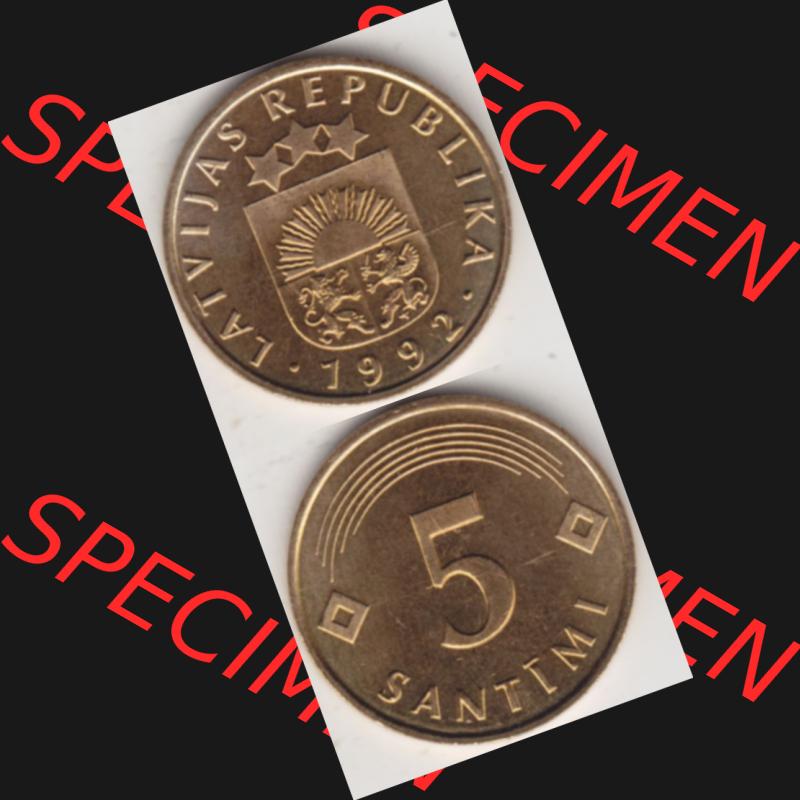 Münzen Lettland Umlaufmünze 1992-2009, 5 Santimi 1992, Münzseiten Vertikal für Mobile-Geräte als Bildmaterial Sammlung